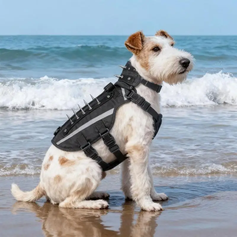 Chest-and-Body Dog Gear with Detachable Studded-Section Styling 55KF