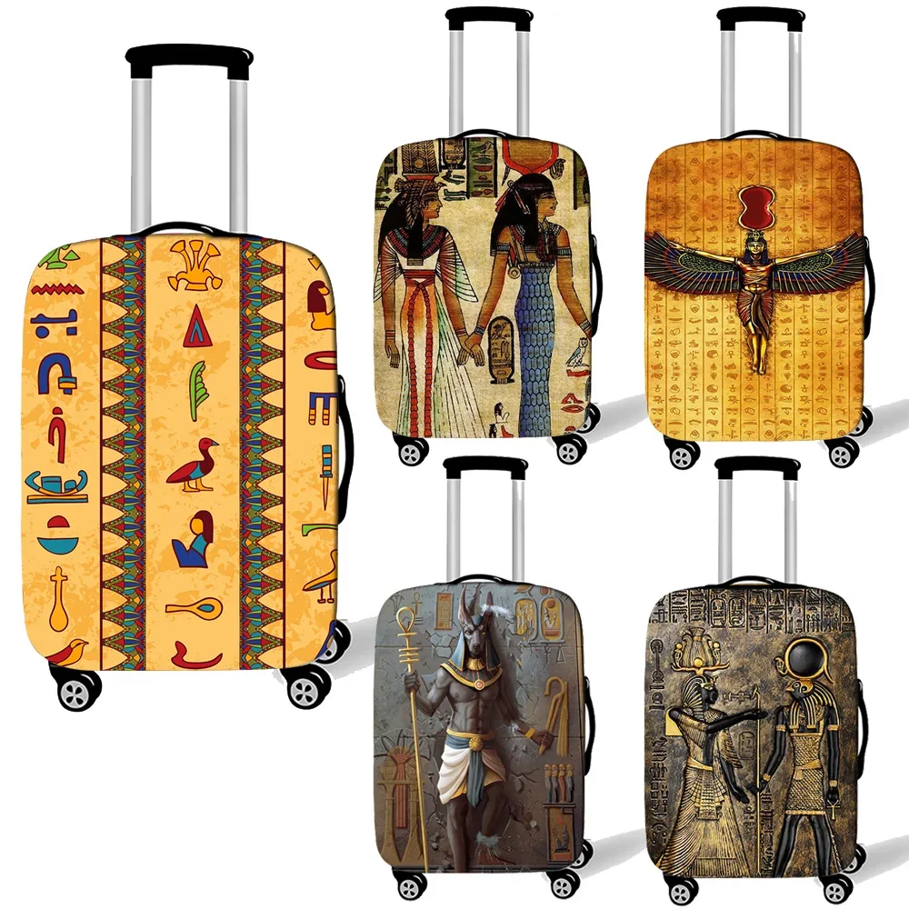 Egyptian Art Print Luggage Cover Egypt Pharaoh Women Men Travel Suitcase Protective Covers Horus Trolley Case Cover 18-32 Inch