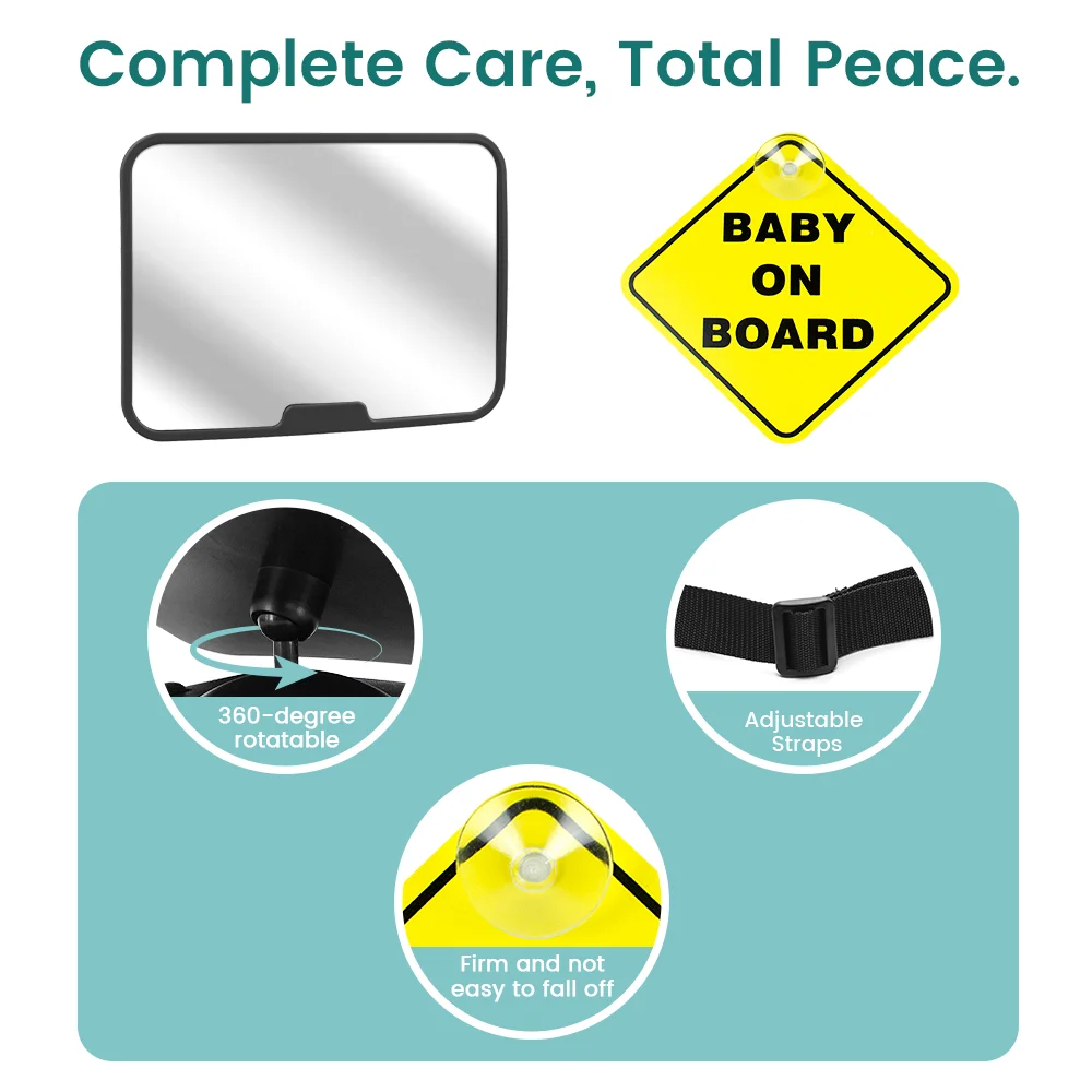 Car Seat Baby Mirror Rear Facing Infant Wide Clear View Shatterproof Crash Tested Adjustable Baby Car Rearview Mirror