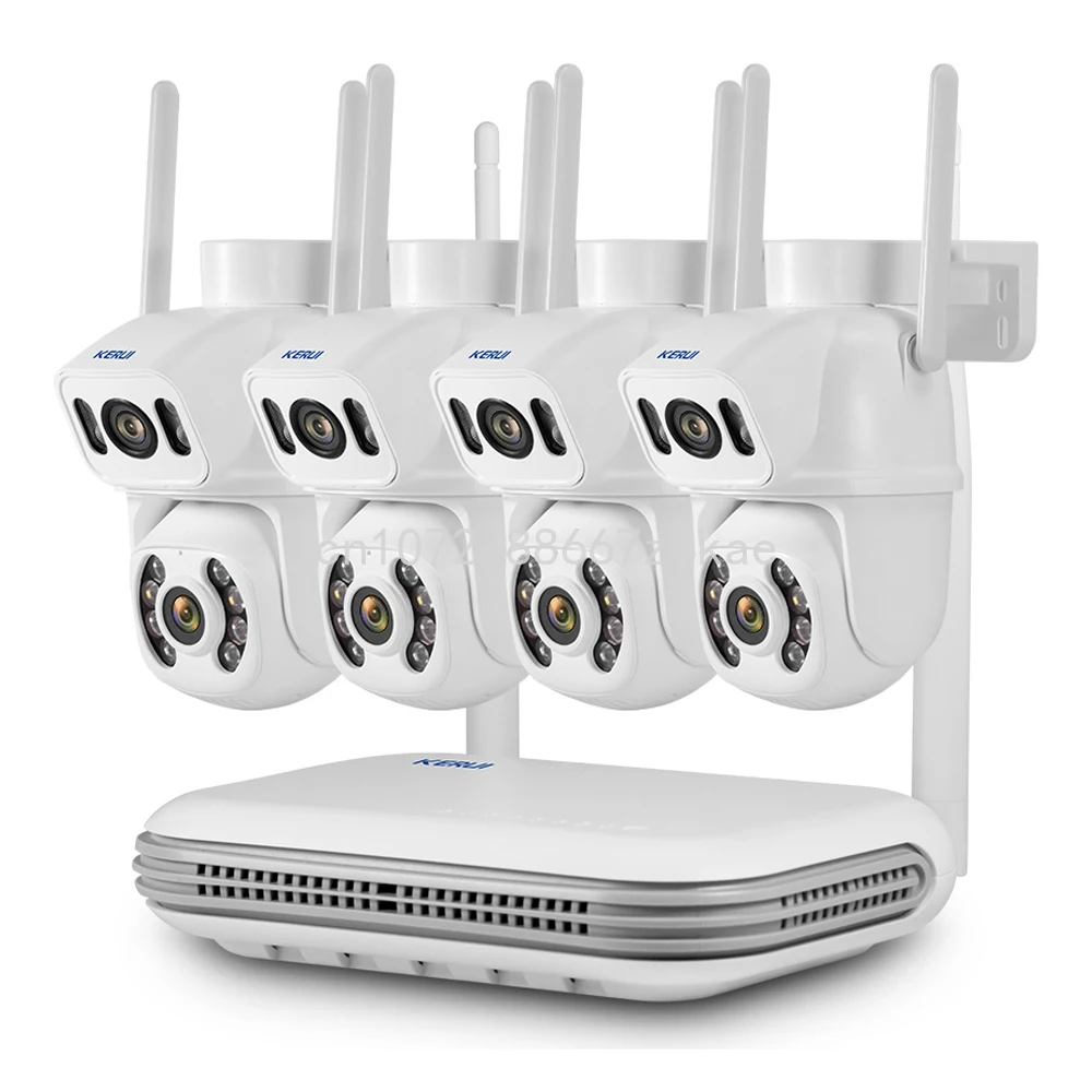 New Arrival 6MP 8CH NVR WiFi Dual Lens Camera Wireless PTZ Dual-Screen CCTV Home Security Surveillance Camera System Kit