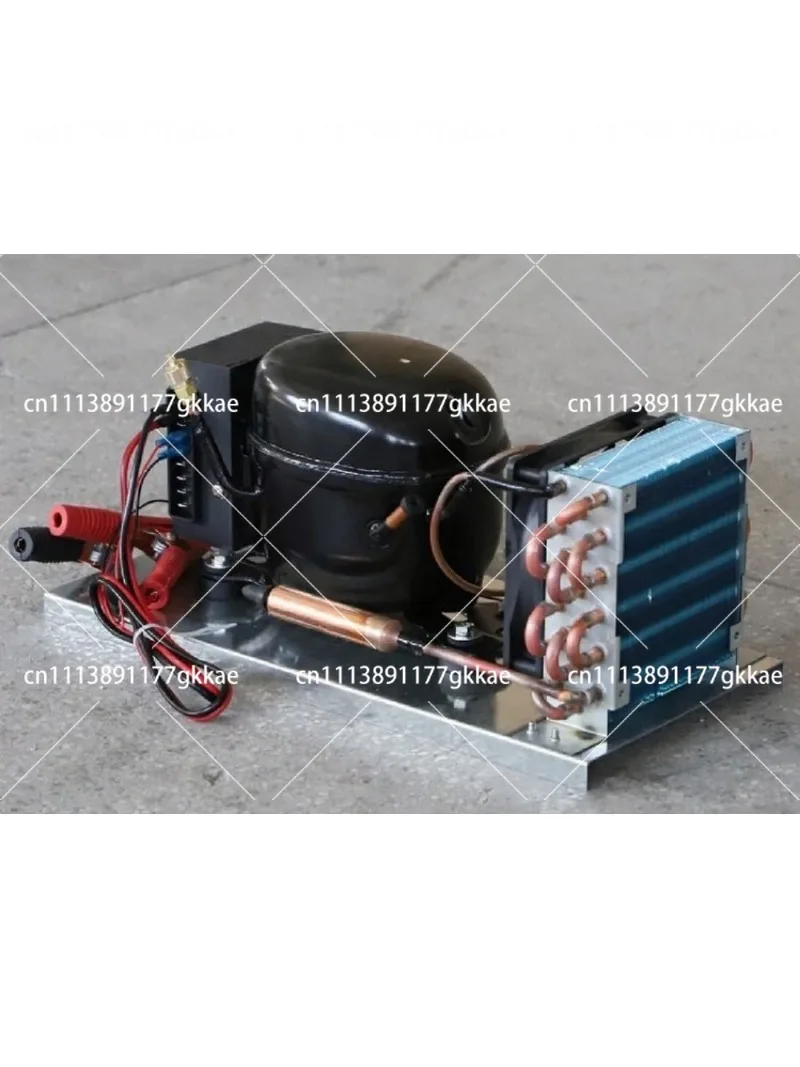 12V/24V DC Compressor Unit for Car Refrigerator Freezer, Portable Condensing Unit with Thermostat, 12V Refrigeration Assembly
