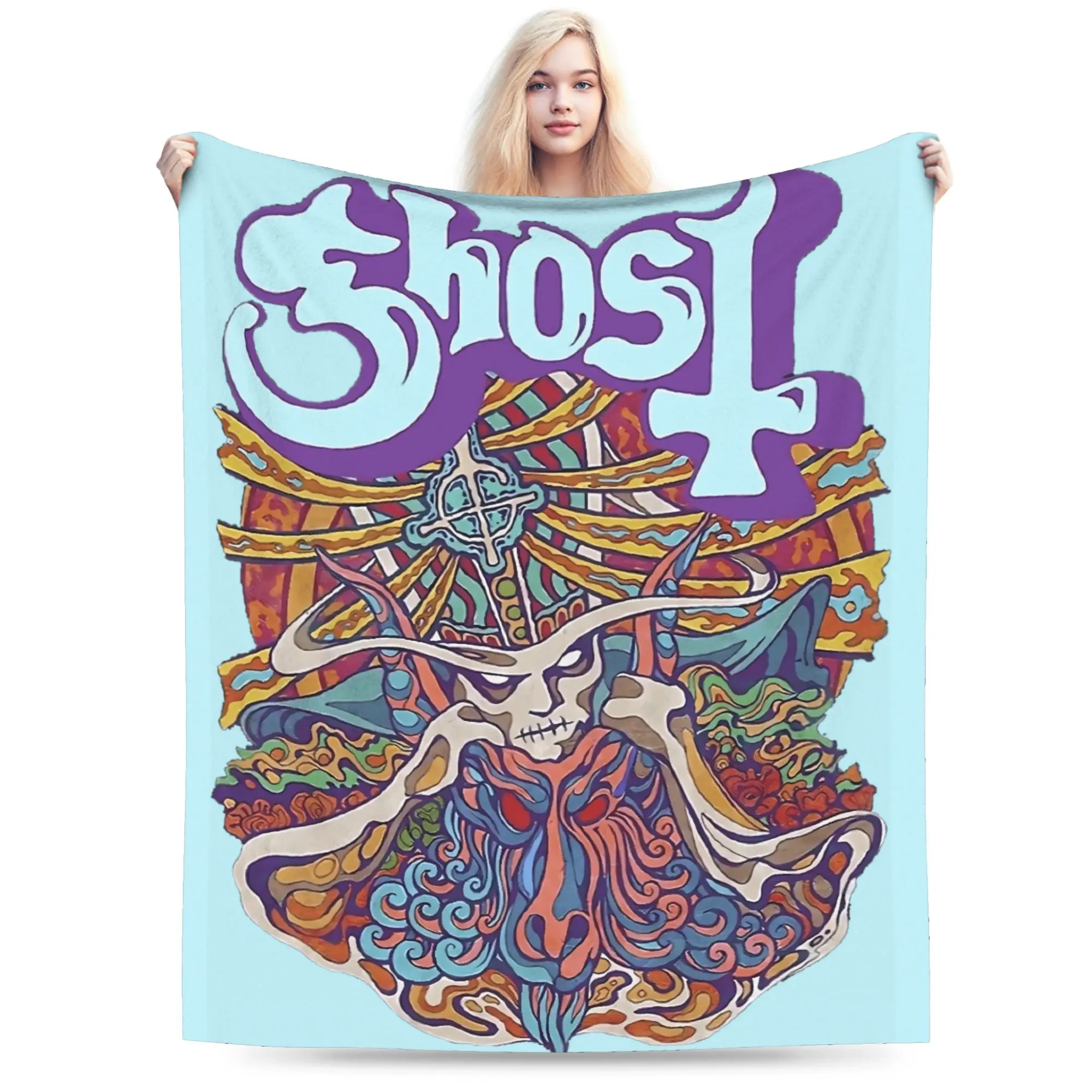 design ghost Legend band, ghost music Blanket  Soft Print Plush Throw Blanket For Outdoor Picnic Flannel Bedspread Bed Cover