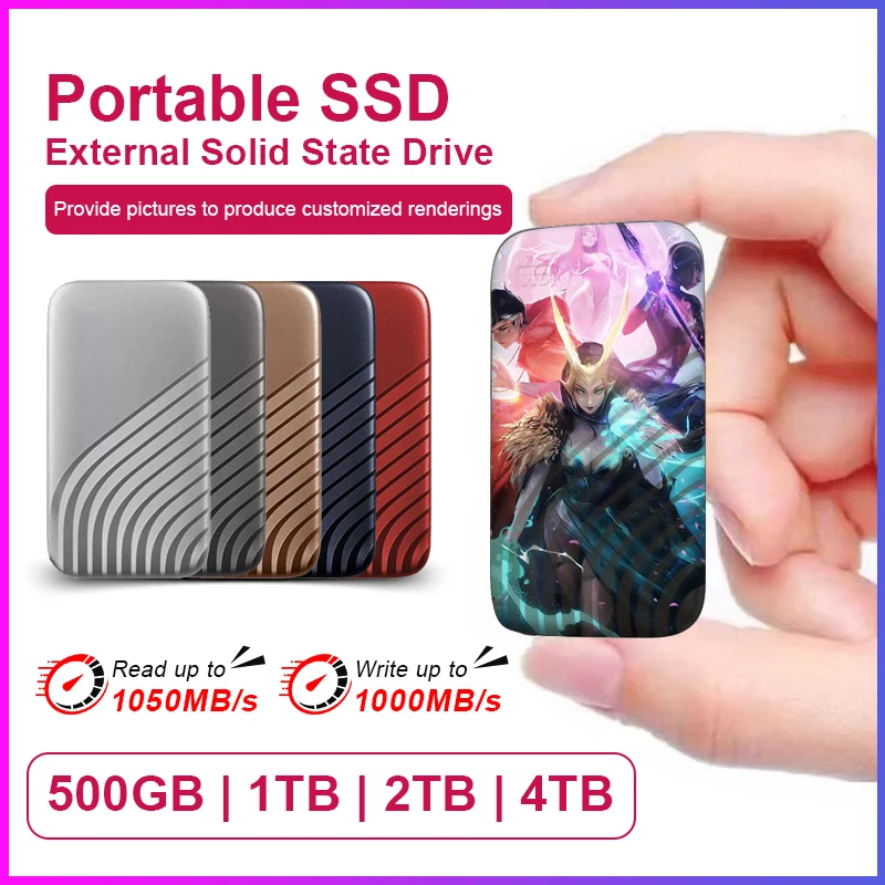 New Customization Portable SSD 500G 1TB 2TB 4TB NVMe External Portable SSD My Passport USB-C 3.2 Encrypted for Laptops