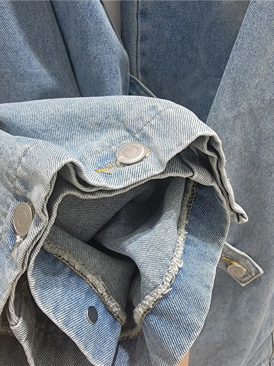 GALCAUR Solid Spliced Zipper Loose Wide Leg Jeans for Women High Waist Patchwork Buttons Casual Pants Female Fashion New Style