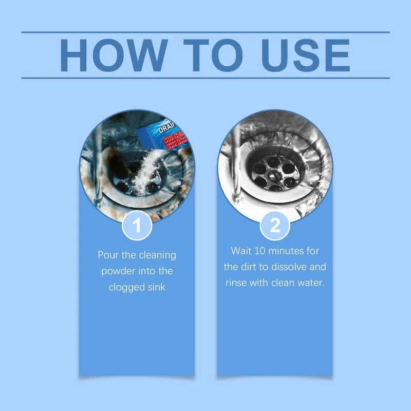 Drain Pipe Unclogging & Cleaning Powder, Decontaminating and Fragrance-Retaining Cleaner for Kitchen and Bathroom Drainage Pipes view 6