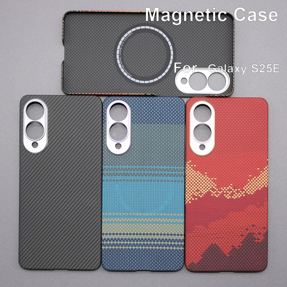 

600D Real-thin Carbon Fiber Phone Case for samsung galaxy s25 edge case Aramid Fiber fabric thin hard Magnetic balck Slim Case