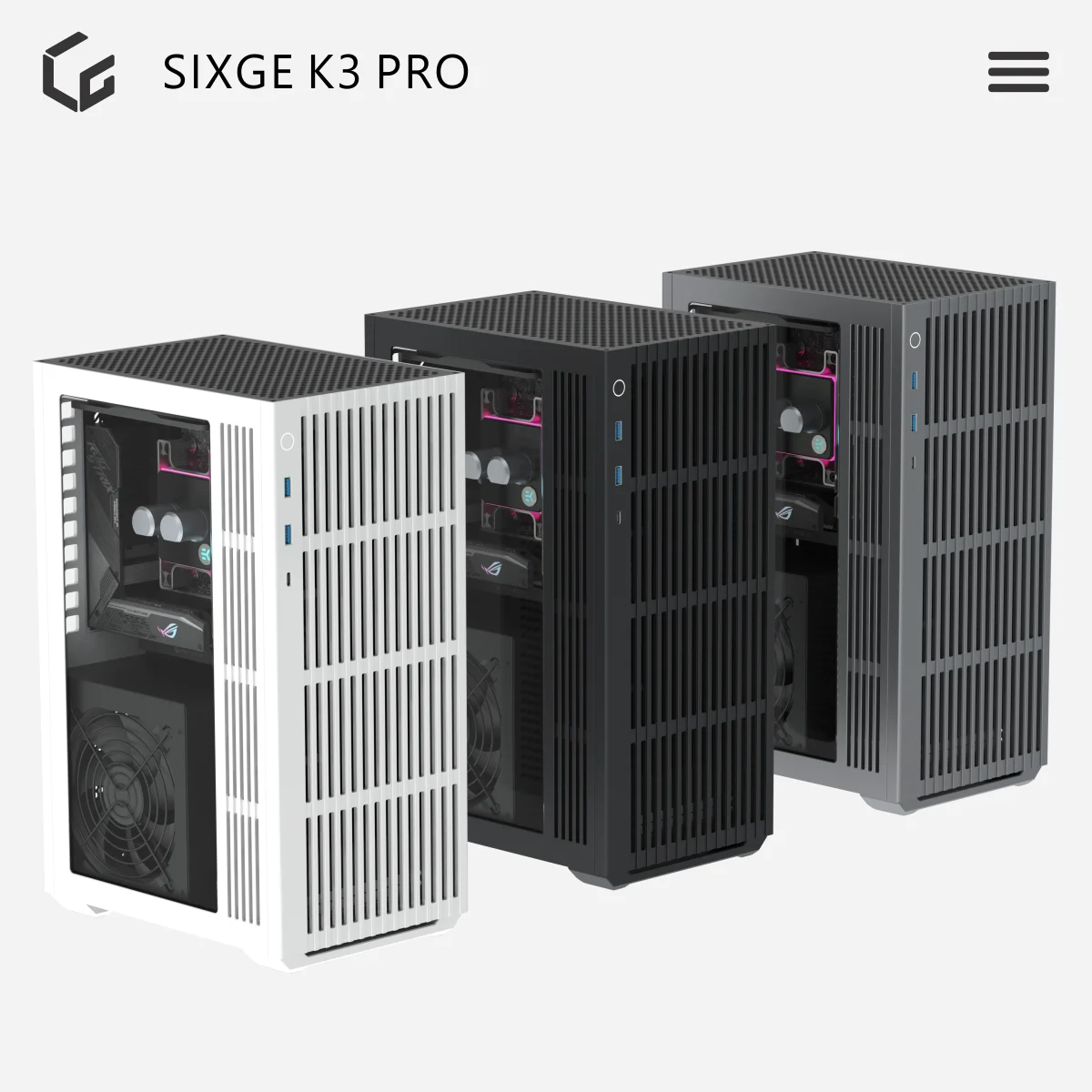 2022new SIXGE K3PRO vertical itx case, vertical air duct, A4 water-cooled Formed T1 SSUPD NR200