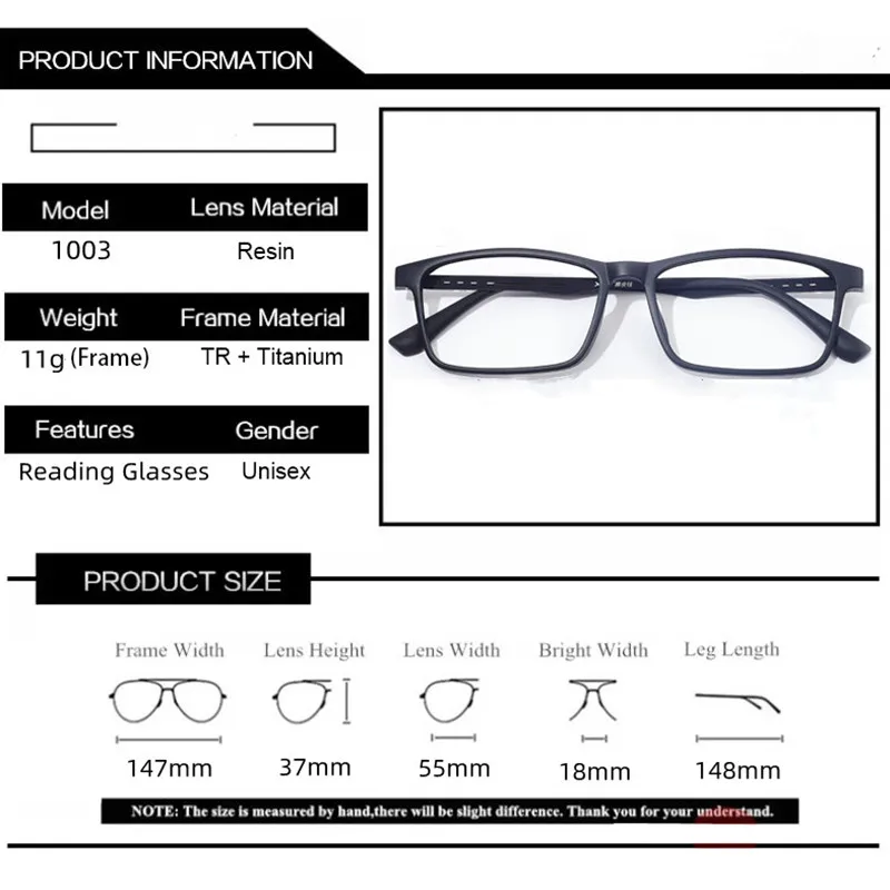 High Quality UltraLight Titanium Alloy Anti Blue Ray Reading Glasses for Man Woman Hyperopia Presbyopia Glasses +100 +200 +250