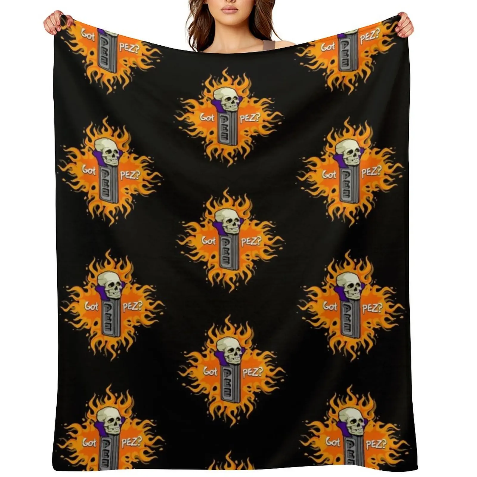 

Got PEZ Skull on Fire Throw Blanket Custom Picnic Thin Blankets