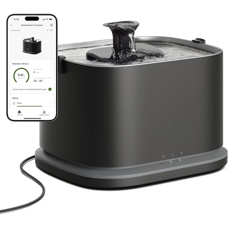 

Модернизированный фонтан для кошек, лоток из нержавеющей стали, автоматический диспенсер для питья для домашних животных с мониторингом приложения Wi-Fi, 3 л, большая емкость