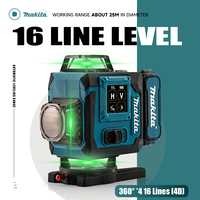 Makita Big LED Display Laser Level 360° 16 Lines (4D) Self-Leveling Green Light Horizontal And Vertical Cross Level Tools