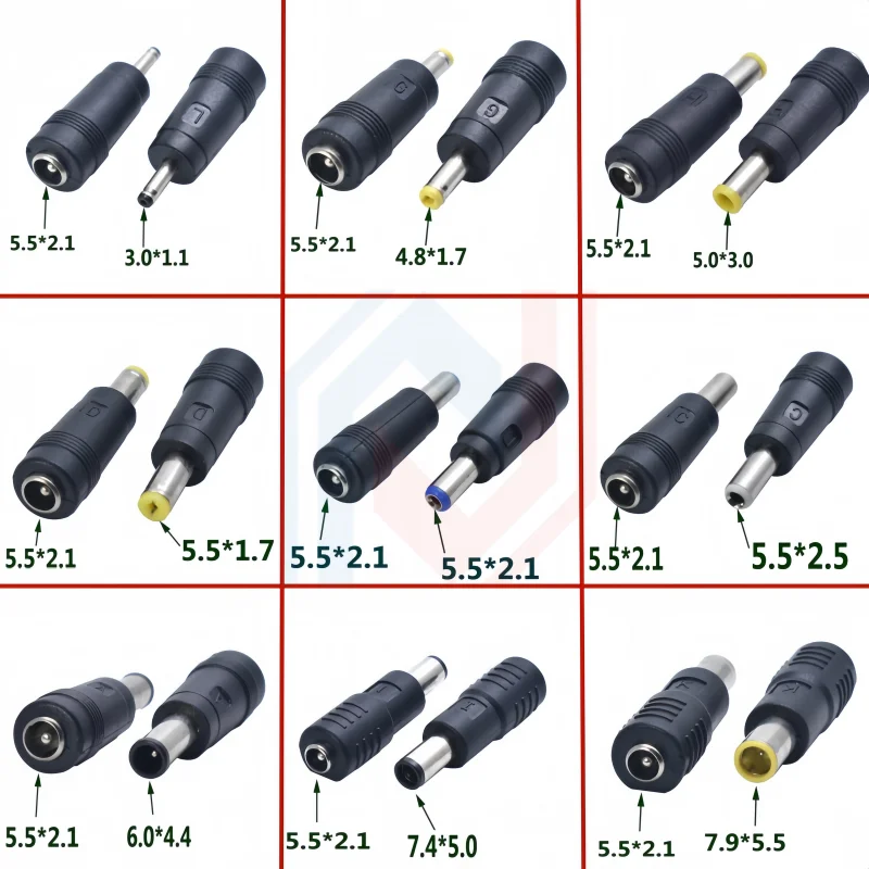 Adaptateur convertisseur d'alimentation DC femelle à mâle DC5.5x2.1mm, compatible avec les ordinateurs portables 35135/4017/4817/5030/7450/7955, prises 5.5x2.5mm