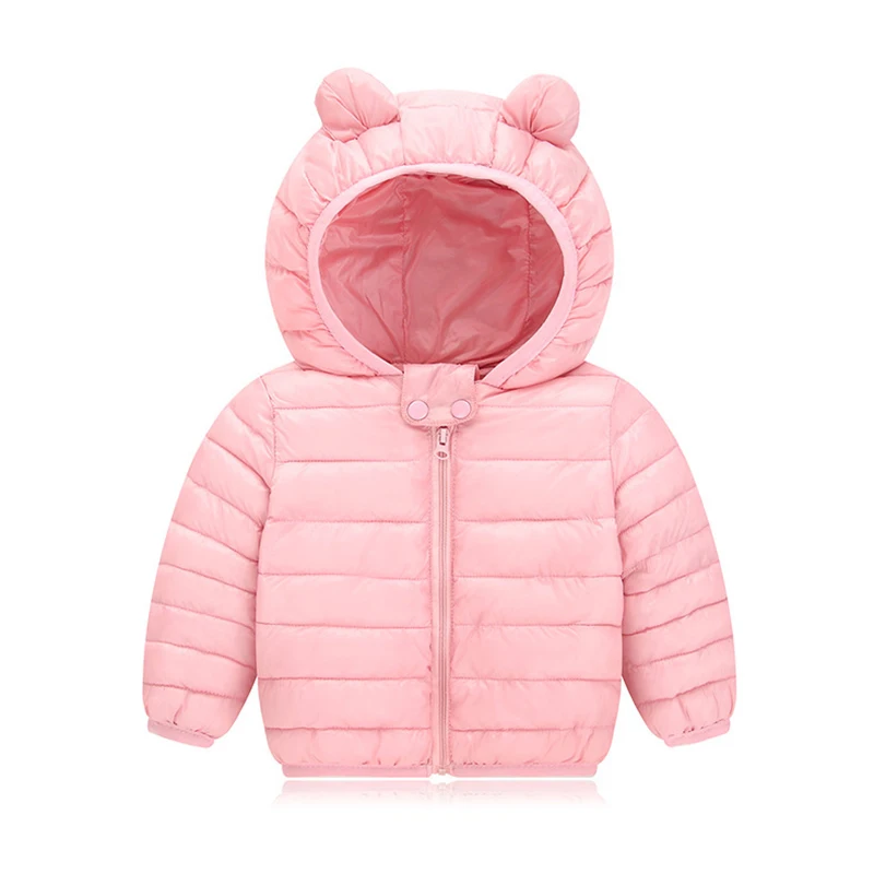 2024 Autumn Winter Children Hooded Down Cotton Jacket Baby Boys Girls Solid Color Cotton-padded Clothes Baby Light Thin Coat