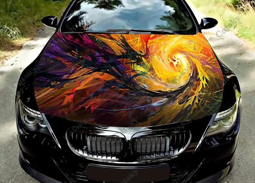 Abstract Digital Design Car Hood Decal Stickers Wrap Vinyl Film Engine Cover Decals Sticker Car Hood Protective Film