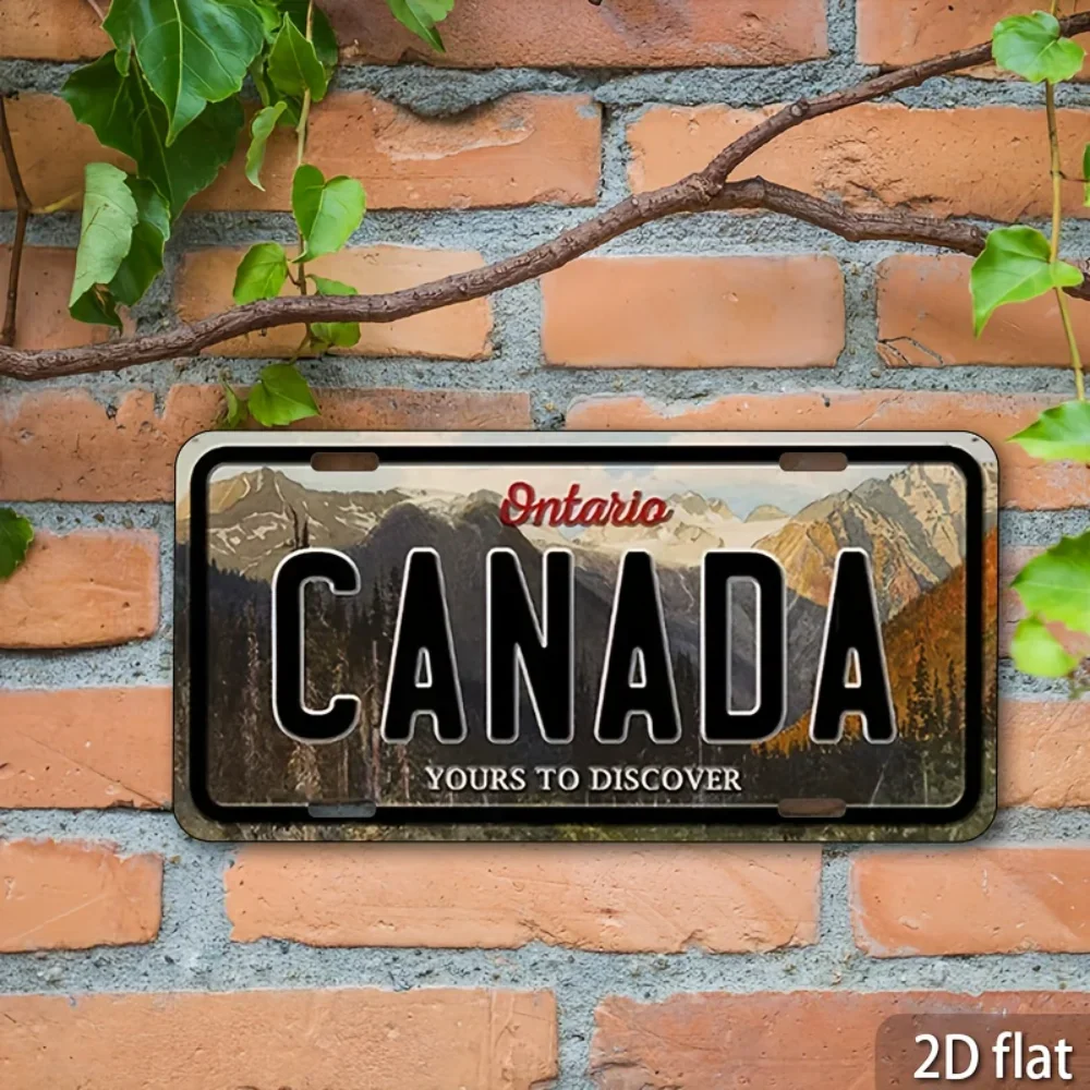 CIFbuy Customizable 2D Flat Ontario Canada Metal Plaque,Personalized 6x12in Vintage Scenic Travel Souvenir Home Garage Wall Art