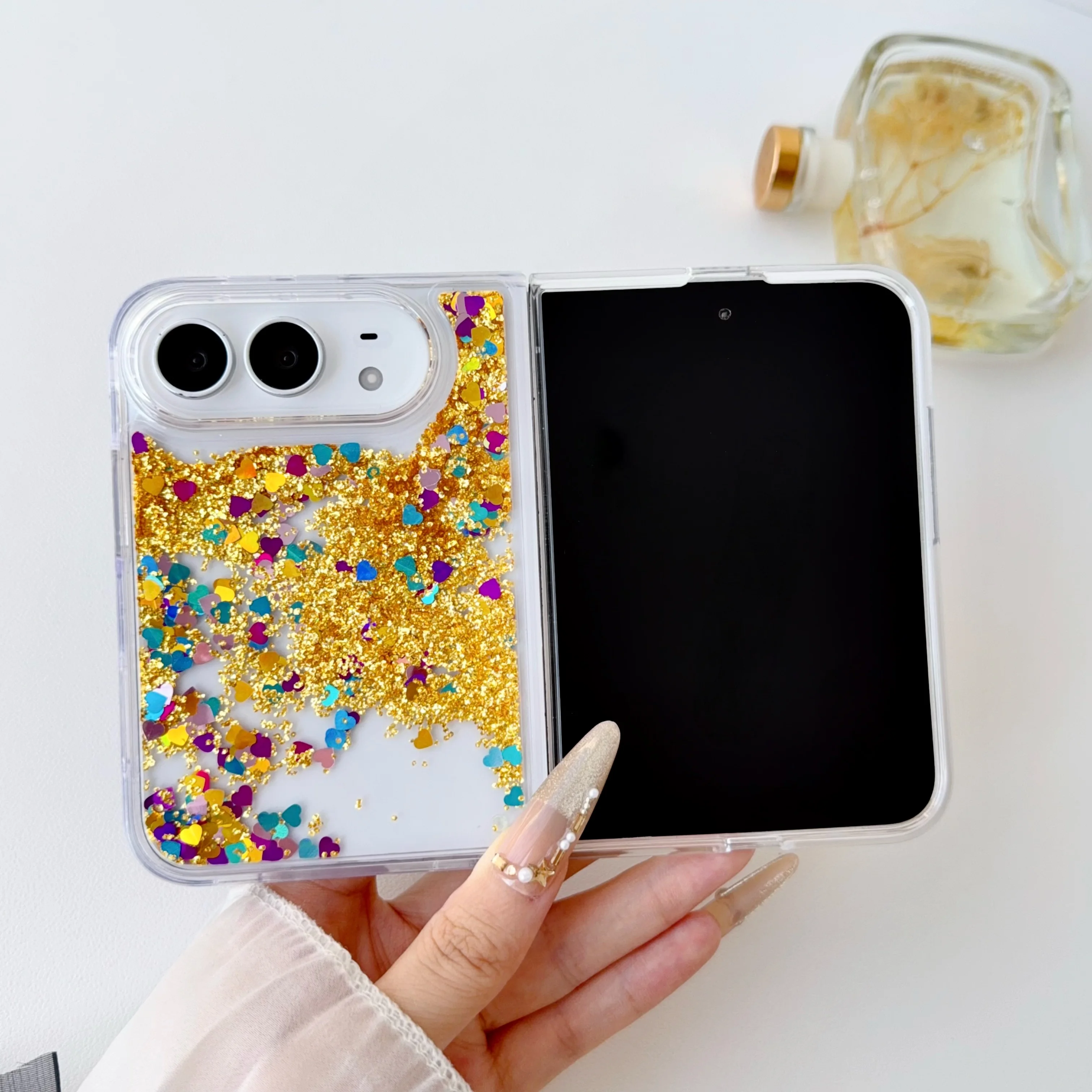 Floating Glitter Moving Liquid Bling Cover For iPhone Duo 2026 Quicksand Sparkle Colorful Phone Case Shockproof Funda Coque Capa