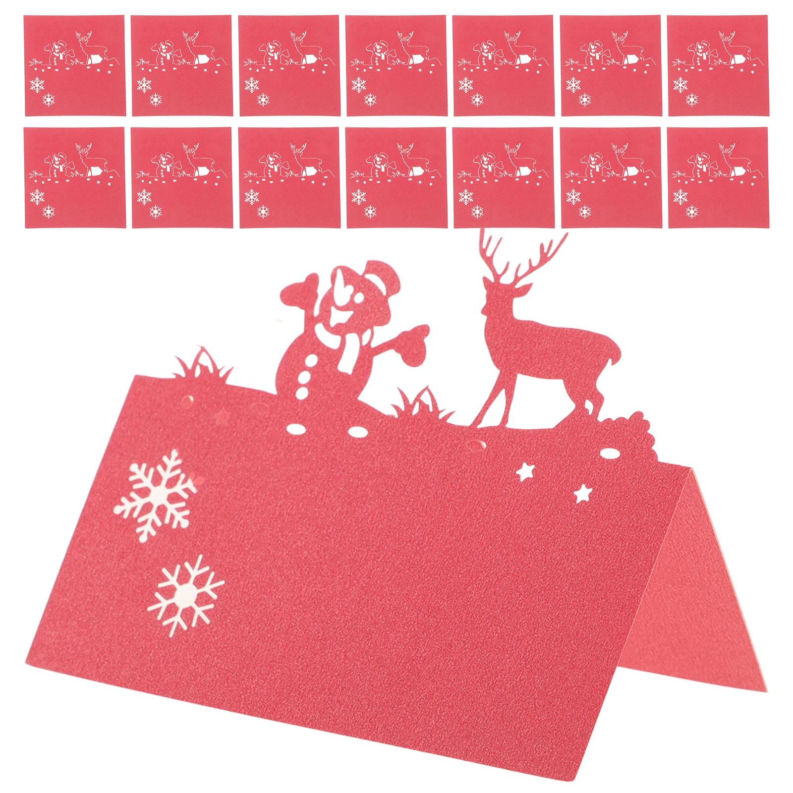 

50pcs Seat For Christmas Table Name Cards Reindeer Snowman Design Holiday Event Place Cards Wedding Party Favors