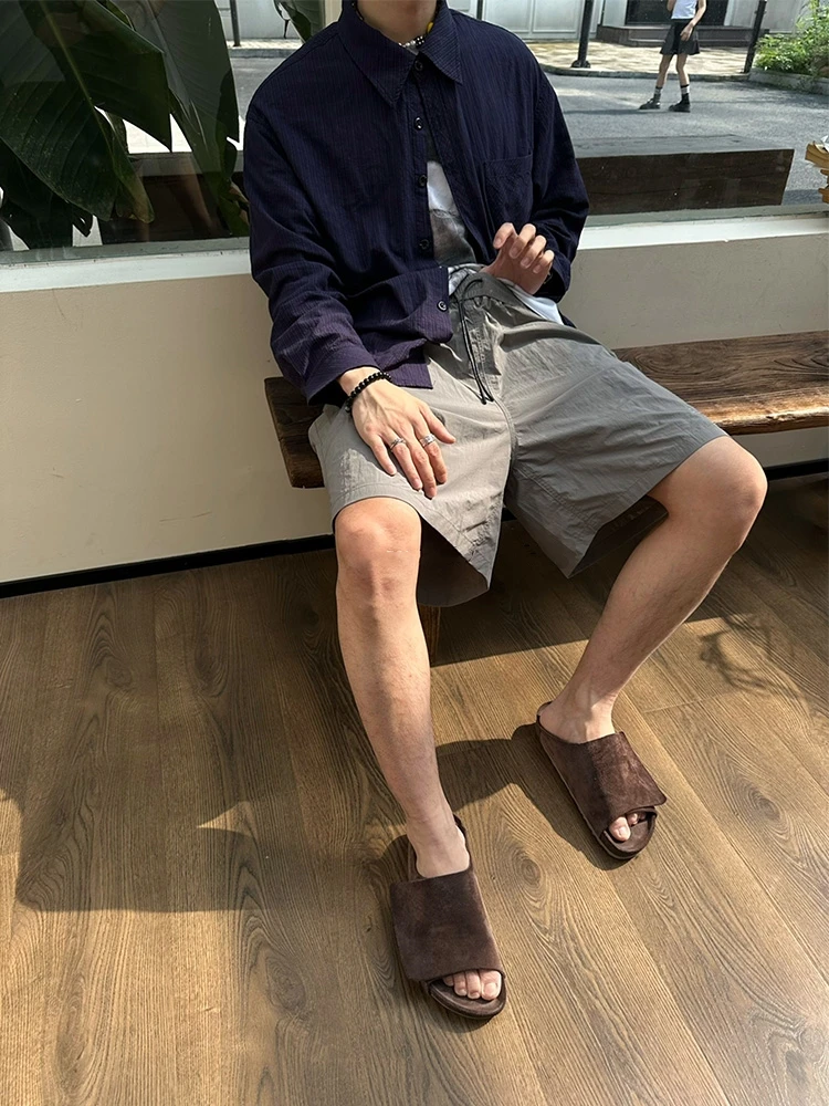 

Американская рабочая одежда Sle с текстурой, мужские летние новые трендовые брендовые свободные спортивные брюки Dstring Qui Dry, уличные пляжные o...