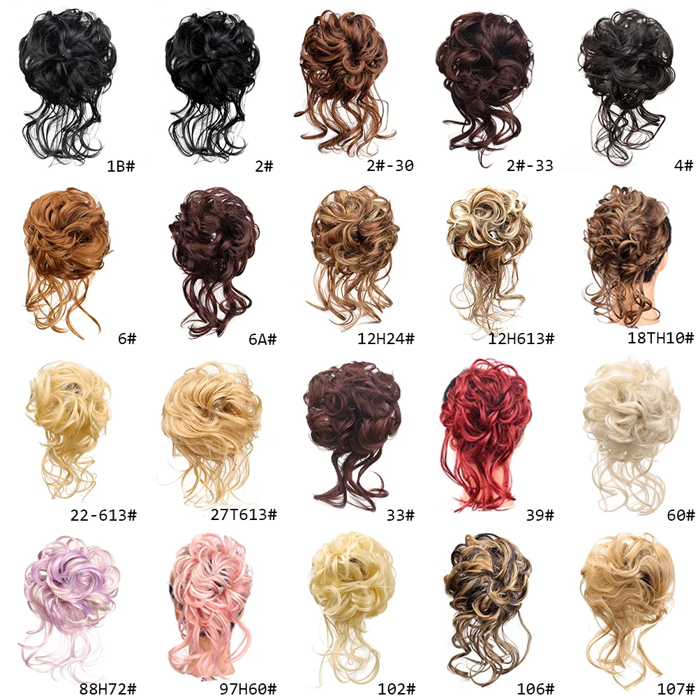 Synthetic Messy Hair Bun Chignon Scrunchies Fake Hair Band Braid Elastic Hairpiece Tail For Women Synthetic Wrap Curly Ponytail