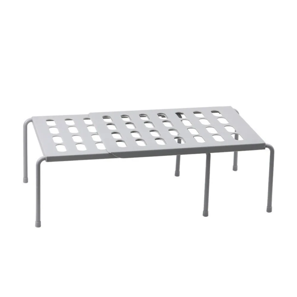 Double Layer Adjustable Kitchen Storage Rack Kitchenware Retractable Pantry Organiser Rack Plastic Condiment Storage