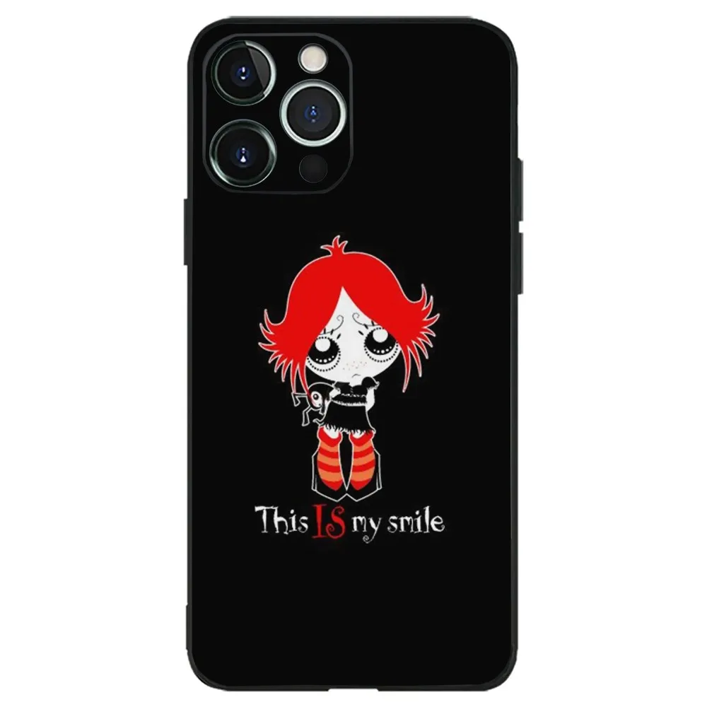 Cute Ruby Gloom Red hair Phone Case For iPhone 16,15,14,13,12,11,Plus,Pro Max,XS,X,XR,SE,Mini,8,7 Soft Silicone Black Cover