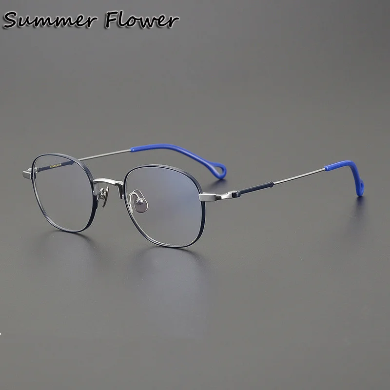 

Men Pure Titanium Glasses Frame Round Prescription Eyeglass Women Light Flexible Optical Reading Eyeglasses