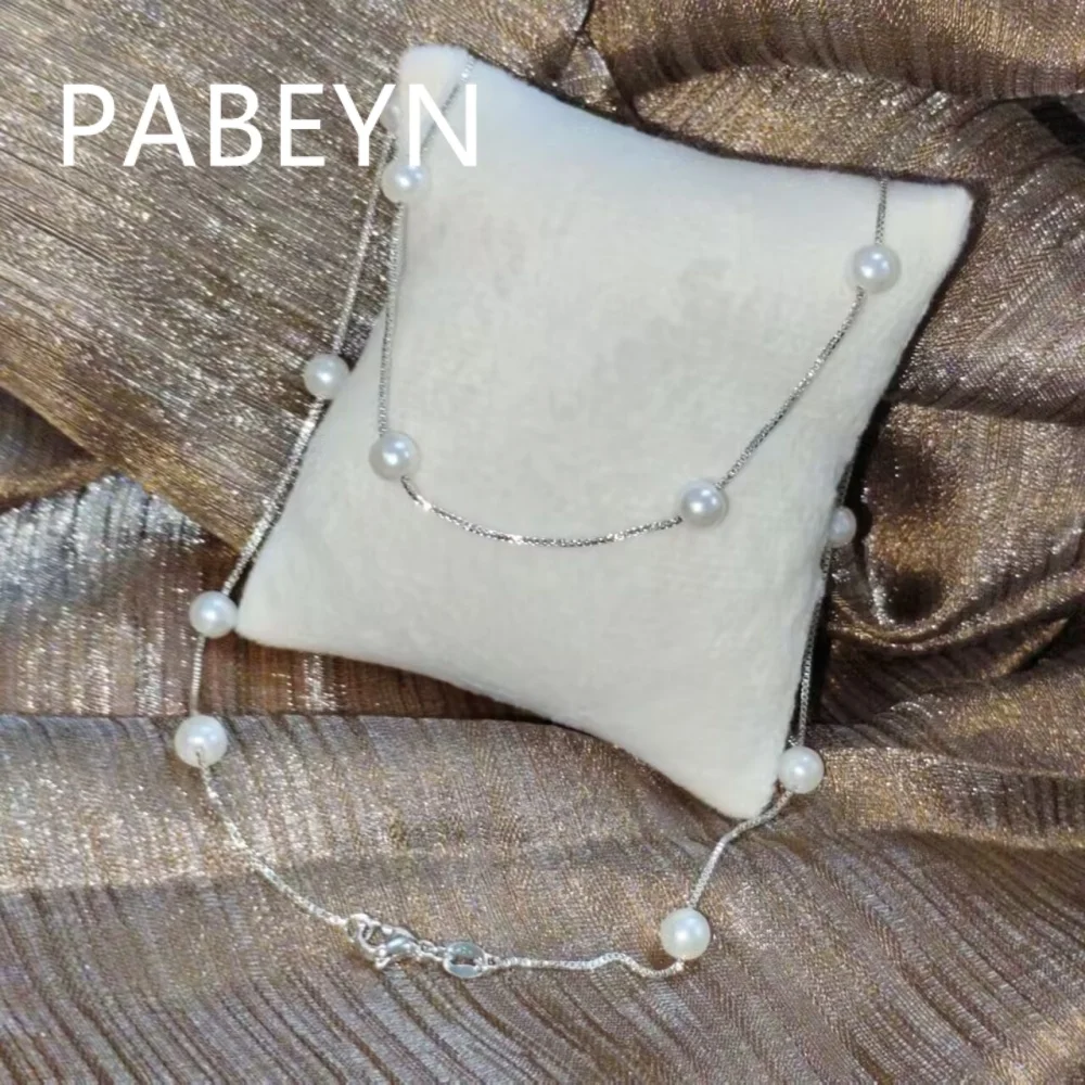 

925 Sterling Silver Simple Temperament Pearl Necklace, Birthday Anniversary Party Ladies Gift