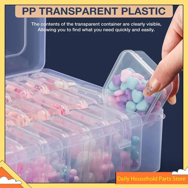 Perlen-Organizer-Box, eine große transparente Box mit 30 kleinen durchsichtigen Kunststoff-Aufbewahrungsbehältern, tragbare Bastel-Aufbewahrungsbox. HEISS!