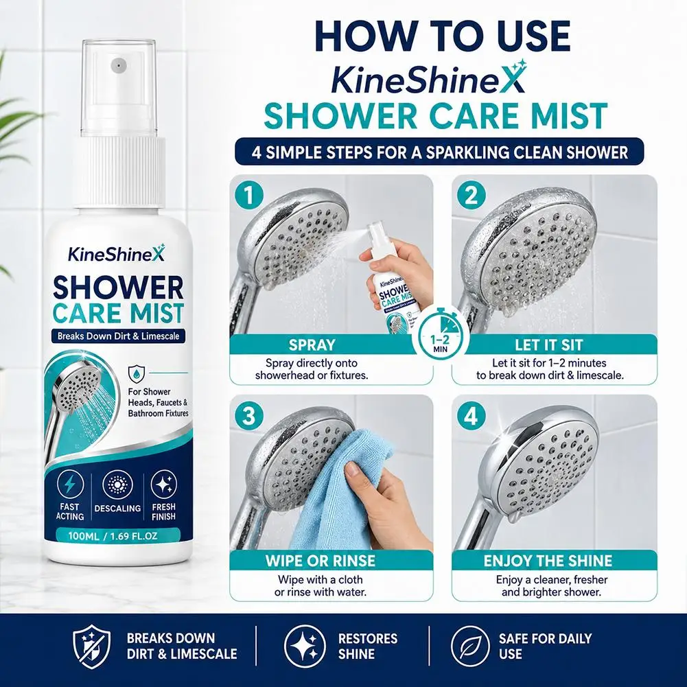 100ml Shower Head Descaling Cleaner Spray Faucet Limescale Remover Fast Acting Bathroom Water Tap Rust Stain Detergent Agent