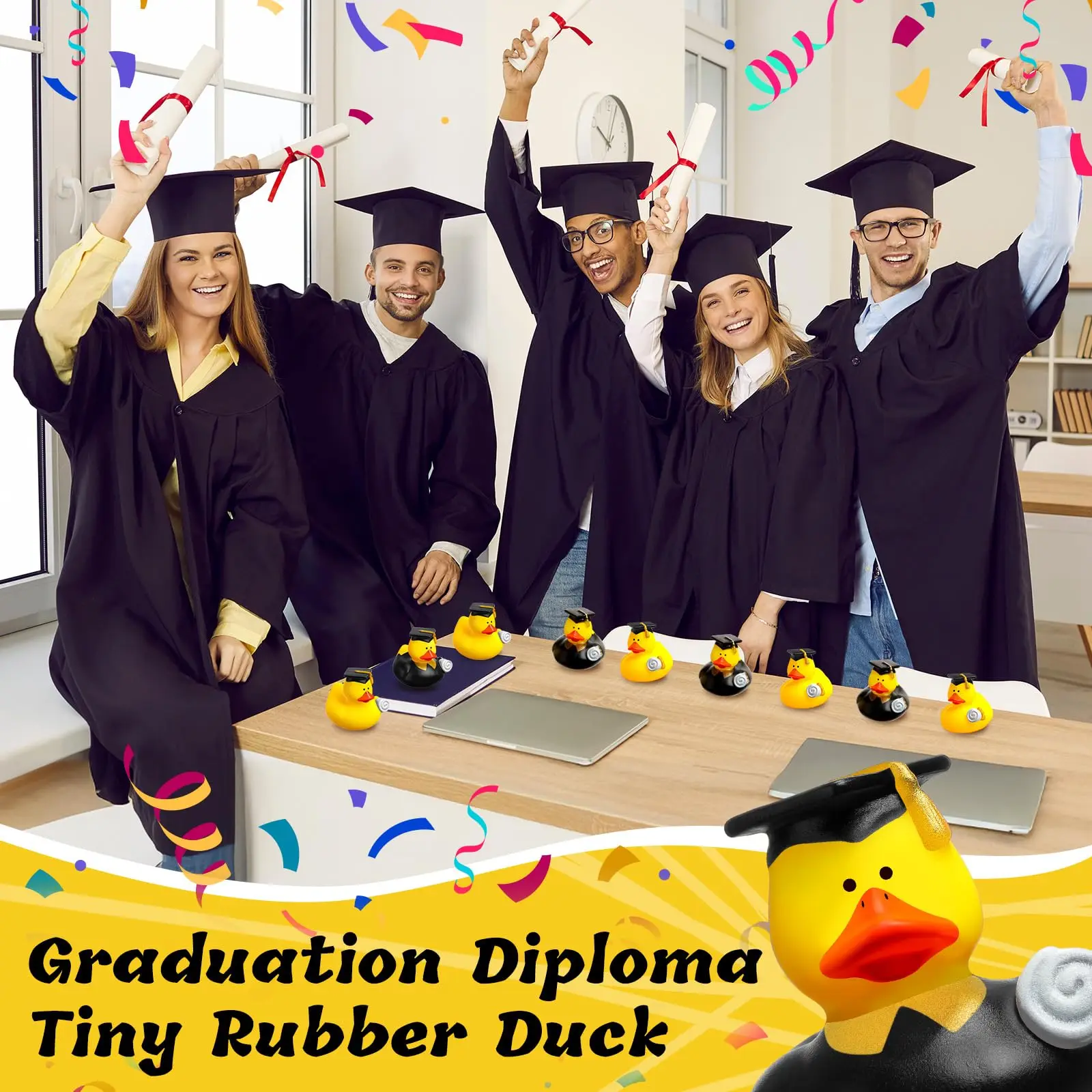 2" Rubber Ducks in Bulk Graduation Diploma Tiny Rubber Duck 2025 Grad Cruise Ducks for Adults Graduates Gift Prize Gradu