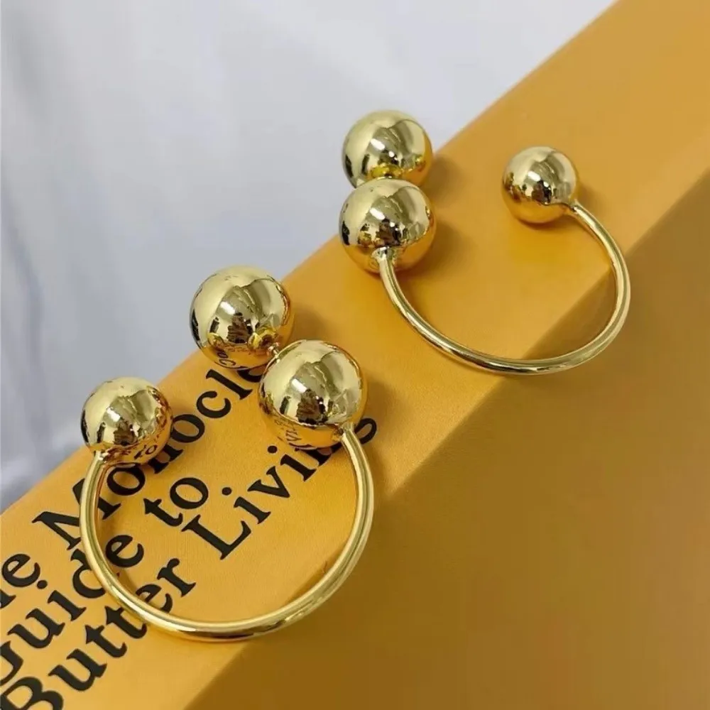 Fashion Irregular Front Back Earrings Texture Geometric Round Bead Earrings Semi-circular Ear Ornaments Handmade Jewelry
