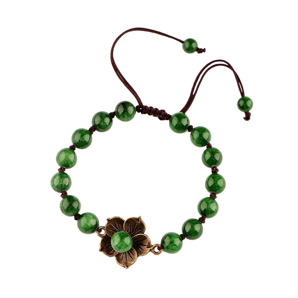 

Retro Green Beaded Flower Handmade Bracelet Stylish Ethnic Jewelry Women Bracelet for Daily Wear Celebration Gift