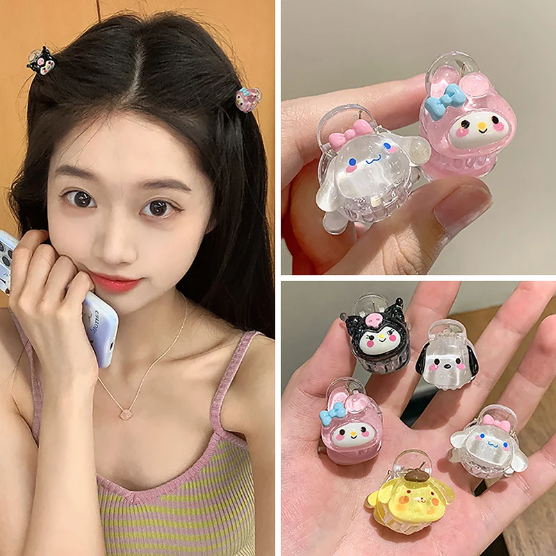 2Pcs Cartoon Mini Haar Klaue Haarnadel Nette Süße Kuromi Anime Haar Clips Kleine Shark Clip Für Mädchen Haar Zubehör