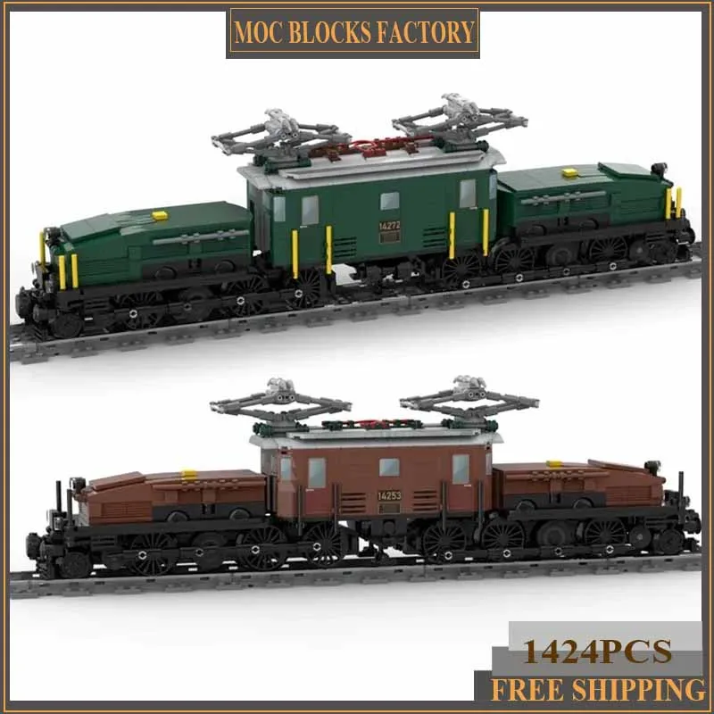 City Train Model Moc Building Bricks Swiss Crocodile Locomotive Technology Modular Blocks Gifts Christmas Toys DIY Sets Assembly