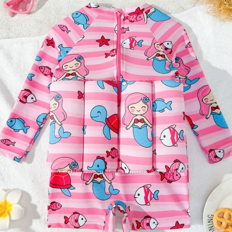 Boys Girls Float Swimwear Long Sleeve UV Rash Guard Toddler Split Suit Surf Hot Spring for Kids Children Swim Suit Baby Swimsuit
