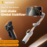 AOCHUAN Handheld Gimbal Stabilizer 3-Axis Smart V8 For Phone with Extension Rod Tripod Face Tracking For iPhone Android TikTok