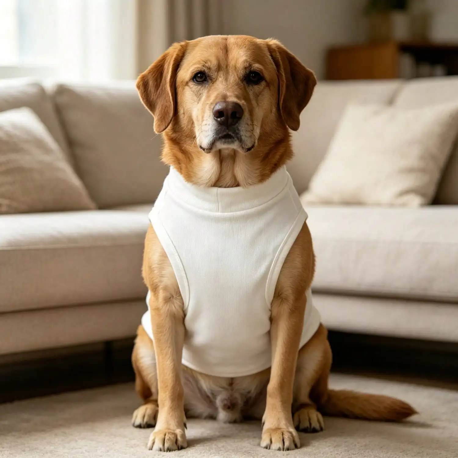 Ärmelloses Rollkragen-Hundeweste für große Hunde, weiche Strickkleidung für Haustiere mit niedlichem Bären-Applikationsaufnäher, warmes Hausoutfit – Detail 15
