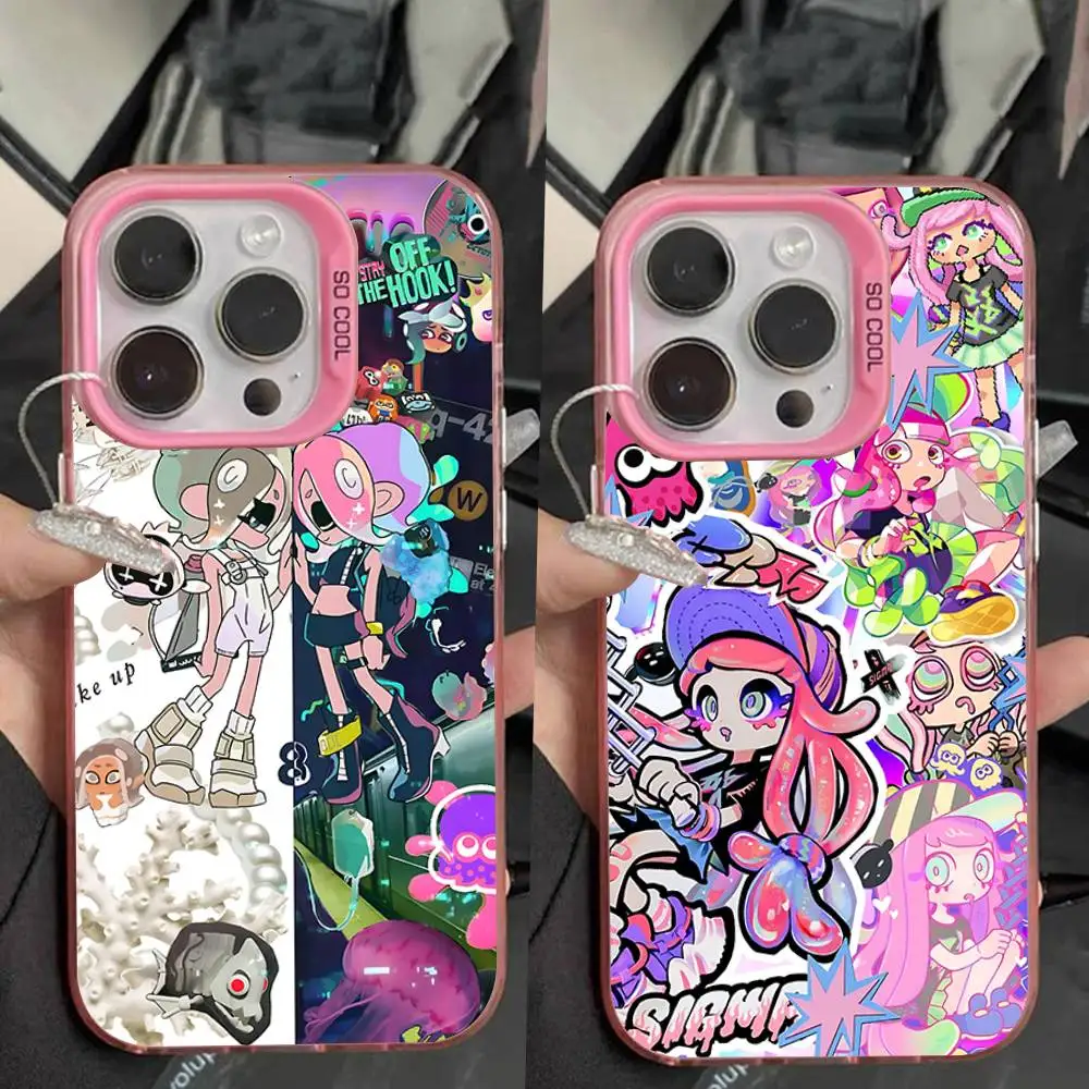 

S-Spla-toon Game Shooting Phone Case For iPhone 16,15,14,13,12,11,Pro,Max,Plus,Mini,XS,SE Anti Fall Pink Matte Hard Bumper