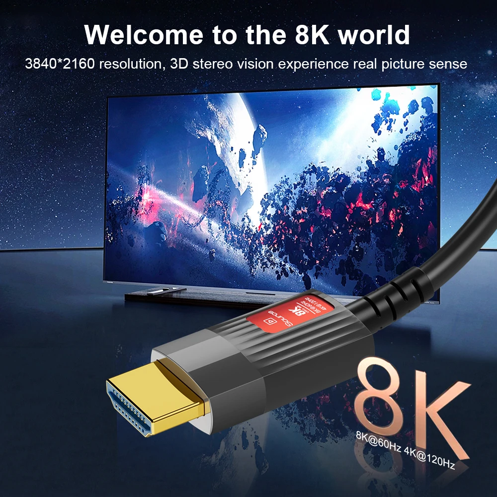 8k HDMI 2.1 Fiber Optical Cable 8K 60Hz 4K 120Hz Ultra High Speed 48Gbps HDR eARC 3D HDCP For TV Projector RTX3080/3090 box tv