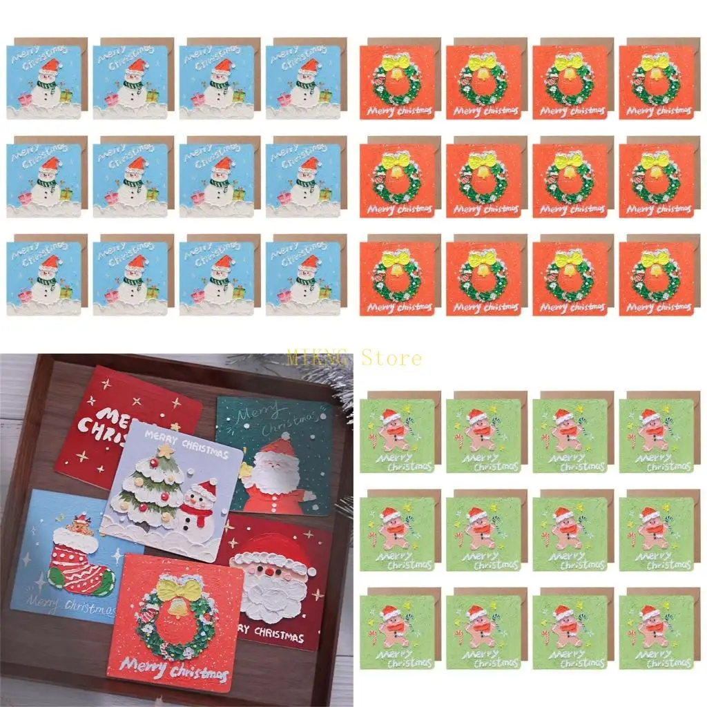 12Pcs Christmas Card Greeting Card with Envelope and Seal Sticker for Family, Friend, Kid Christmas New best sale