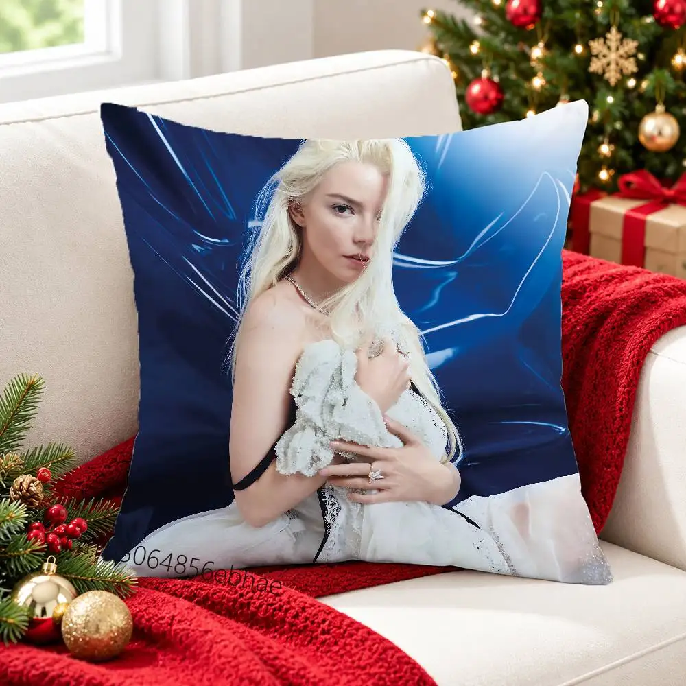 FOR Anya Taylor Joy 45x45cm Square Cushion Cover Cartoon Print Decorative Throw Pillow Case for Couch Bed Car Home Decor 4