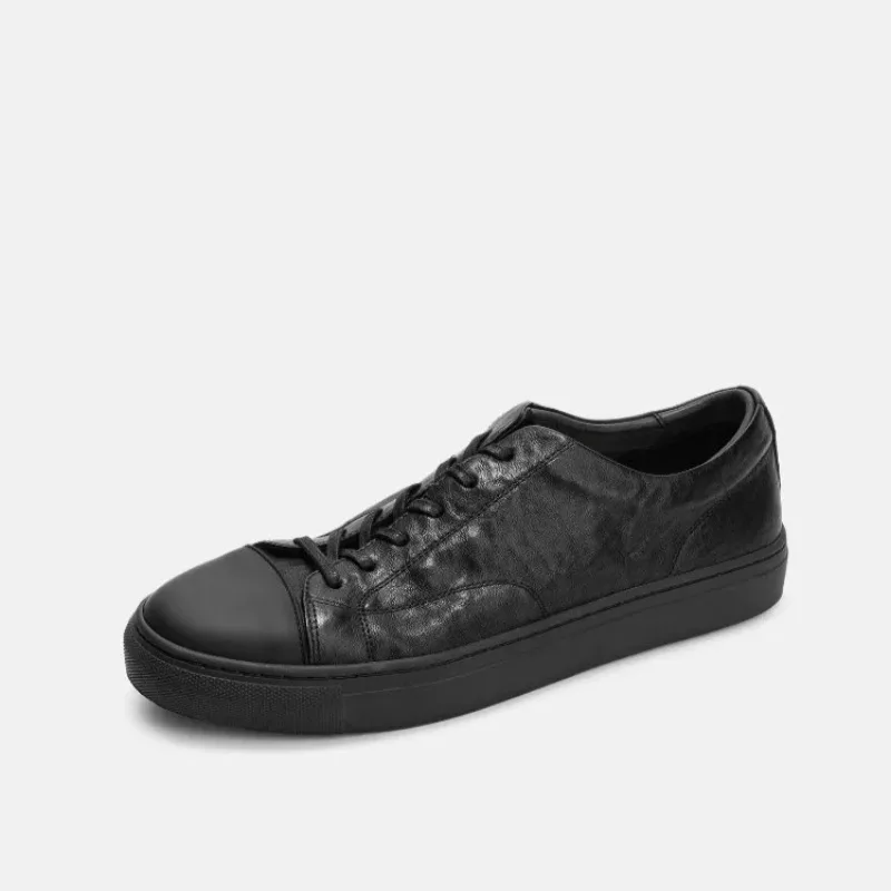 

Designer Luxury Genuine Leather Casual Shoes Men's Breathable Low Top Round Toe Flat Walking Sport Shoes Male Derby Sneakers