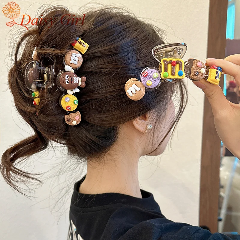 

New Fun Sweet Beans Cute Letter Grab Clip Female Cartoon On The Back Of The Head Hair Shark Clip Hair Accessories