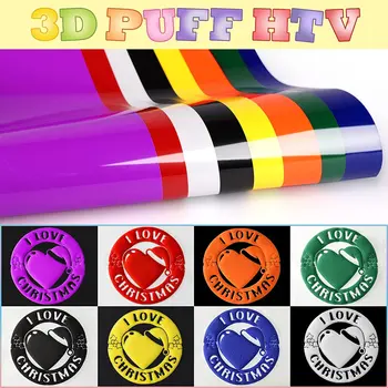 HTV Vinyl Roll, 3D Puff Heat Transfer Vinyl Press Machine Iron On DIY Custom Tshirt Easy to Cut Weed HTV Vinyl for cut Machine