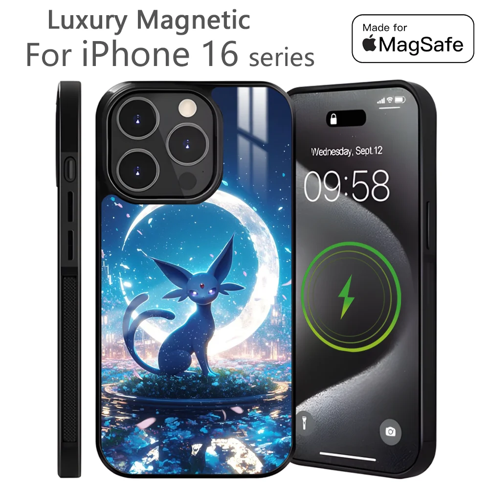 Eevee Anime Luxury elf Phone Case For iPhone 16 15 14 13 12 11 Pro Max Plus Mini Magnetic Magsafe Wireless Charging Cover