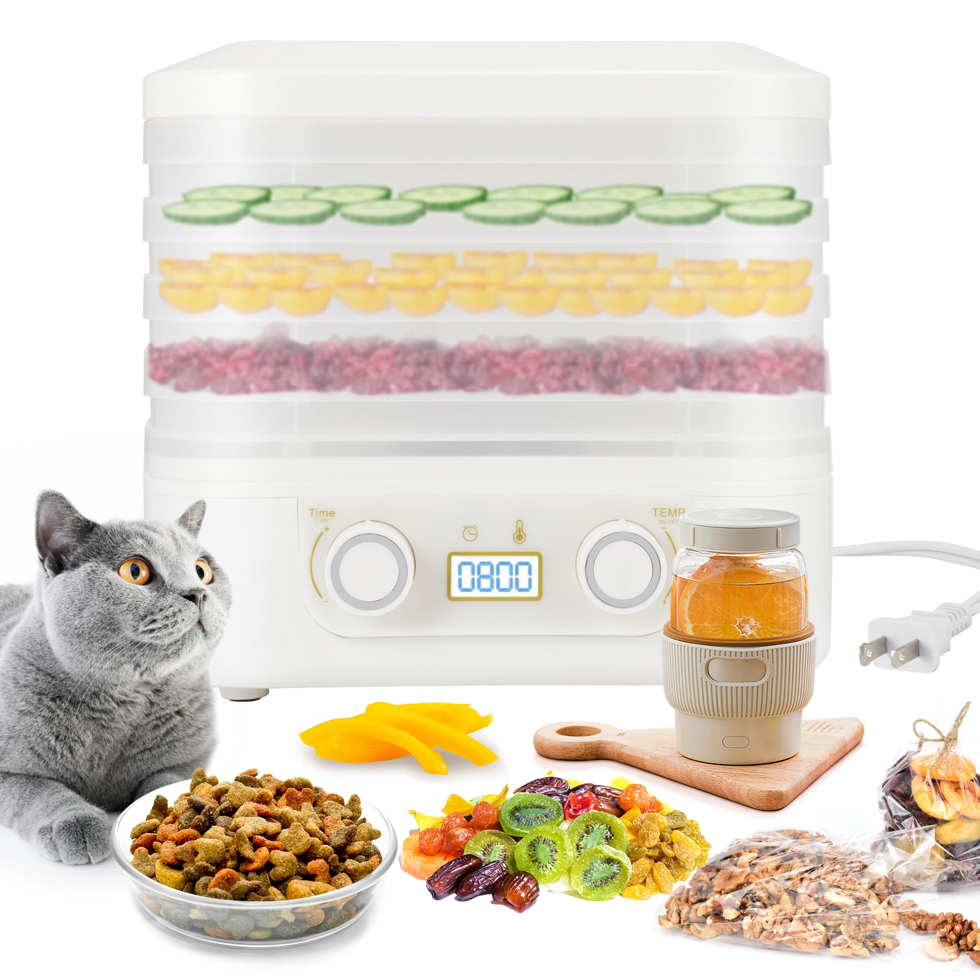 

5-layer Dried Fruit Vegetables Herb Meat Machine Household MINI Food Dehydrator Pet Meat Dehydrated 5 Trays Snacks Air Dryer EU