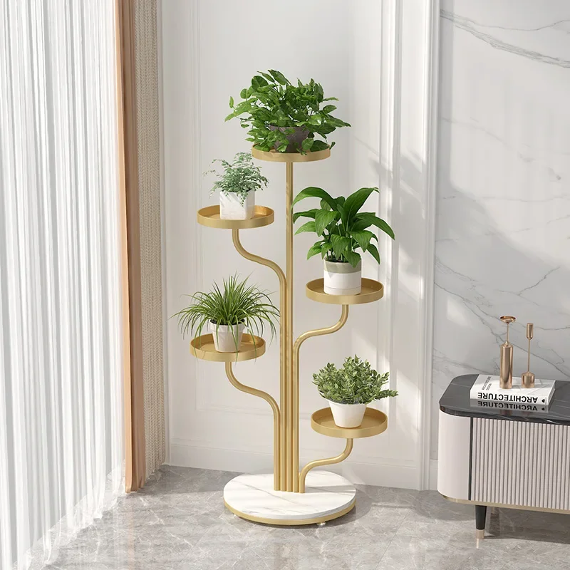 Soporte de flores de hierro forjado, mueble de TV de lujo de alta gama para sala de estar, junto al balcón con soporte para maceta suculenta