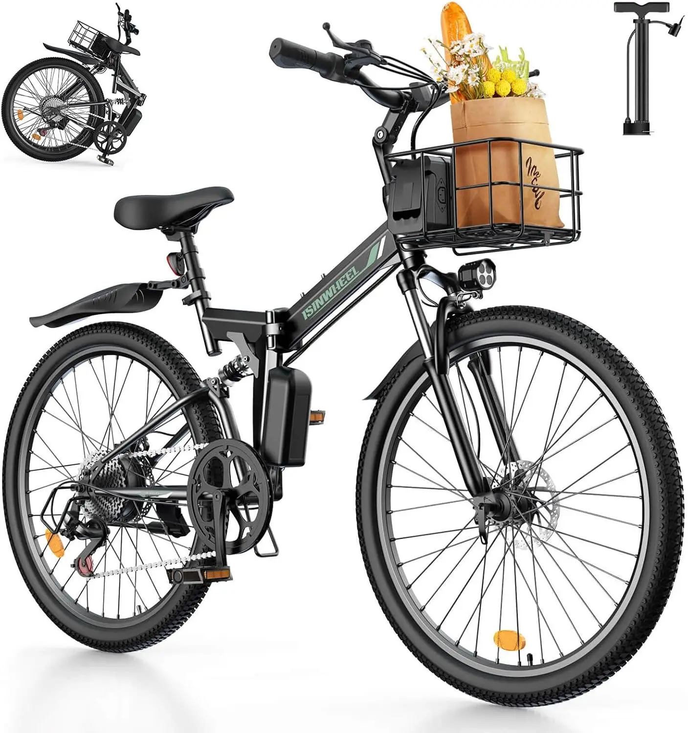 Olenwheel M40 دراجة كهربائية قابلة للطي للبالغين 500 وات دراجة كهربائية مع سلة، دراجات كهربائية قابلة للطي 20 ميل في الساعة