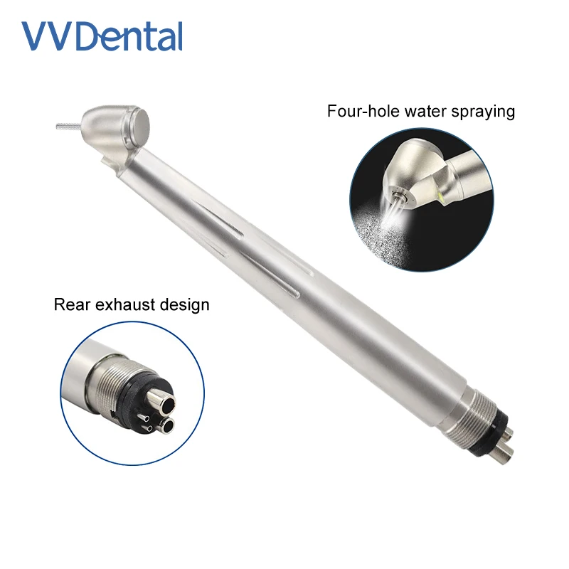 

VV Dental 45 Degree Surgical Dental LED High Speed Handpiece Four-Point Water Spraying Stainless Steel Handle
