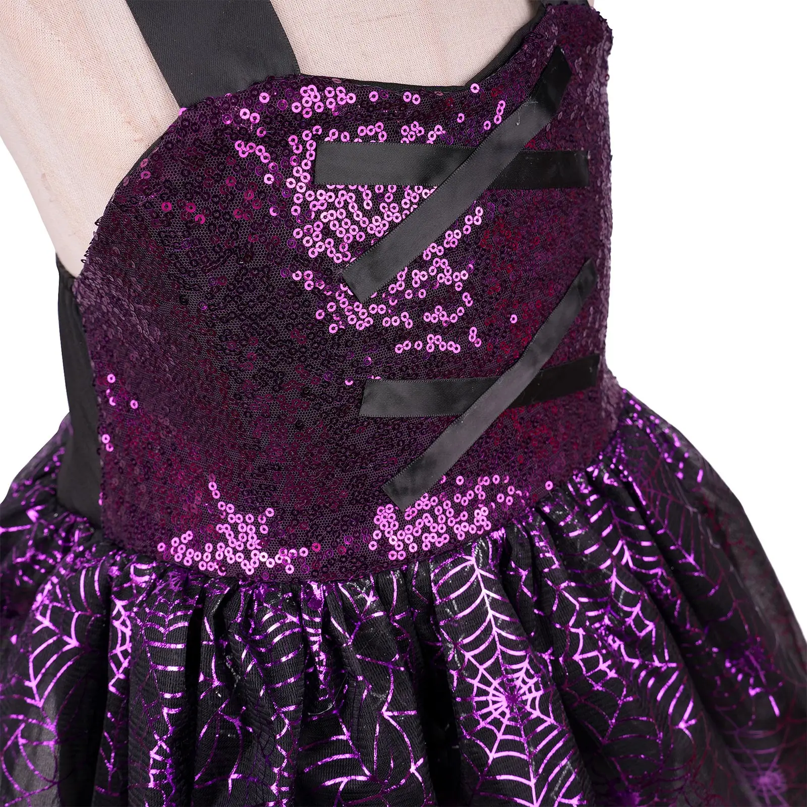 مجموعة أزياء ساحرة ساحرة للفتيات كاملة مع مكنسة قبعة وفستان سباركلي للعروض السحرية والمناسبات التنكرية